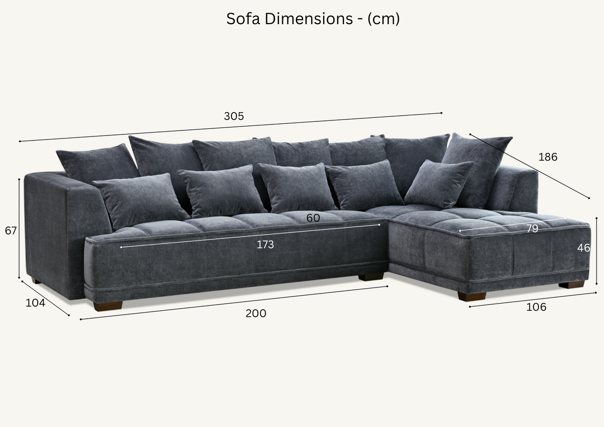 Gramercy Right Corner Sofa in Steel Velvet