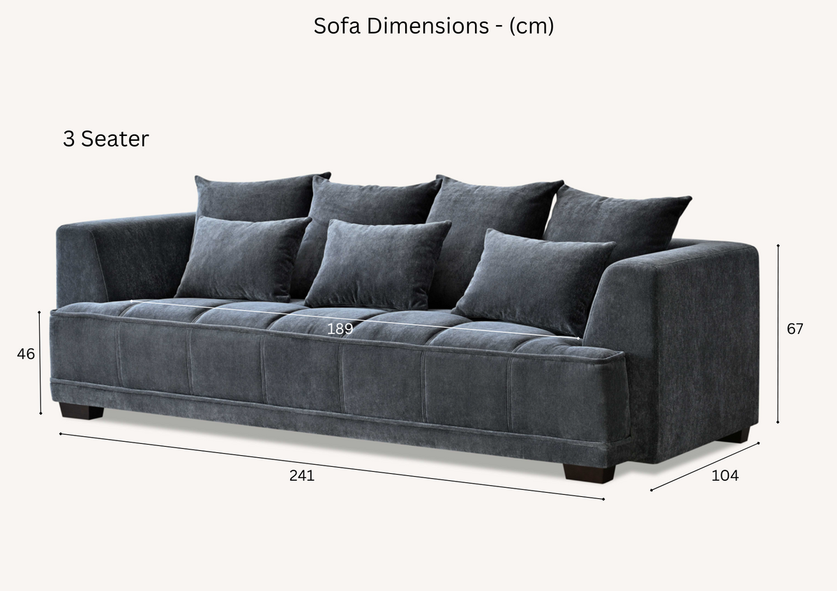 Gramercy 3 Seater Sofa in Steel Velvet