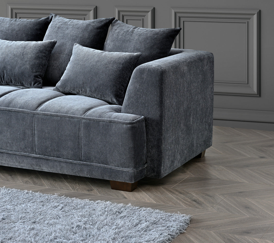 Gramercy 3 Seater Sofa in Steel Velvet