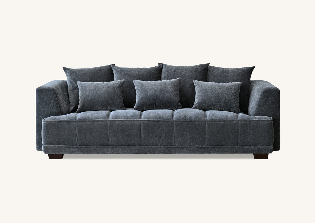 Gramercy 3 Seater Sofa in Steel Velvet