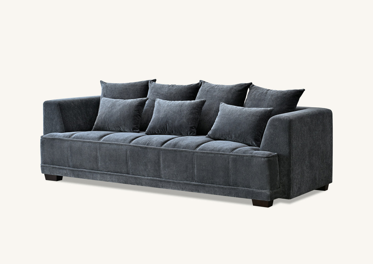 Gramercy 3 Seater Sofa in Steel Velvet