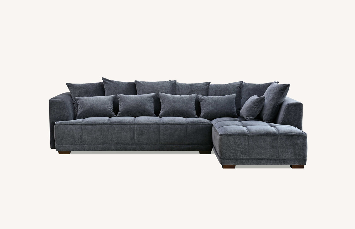 Gramercy Right Corner Sofa in Steel Velvet