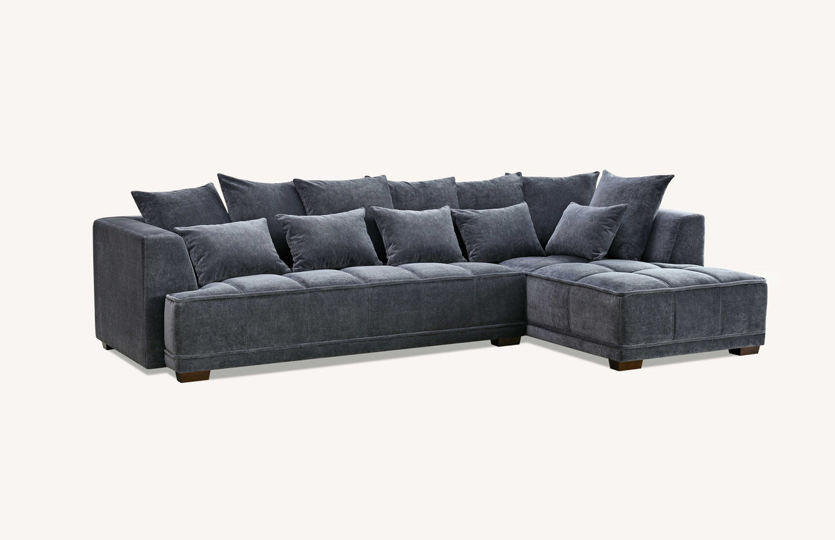 Gramercy Right Corner Sofa in Steel Velvet